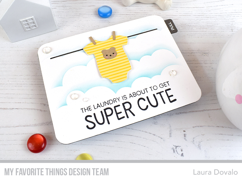Interactive baby card with cute onesie.