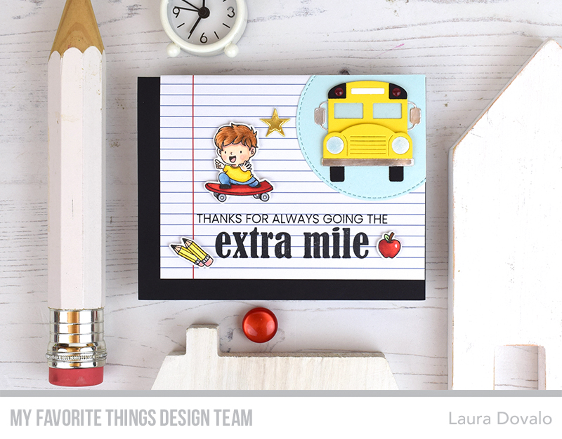 Teacher card with school bus.