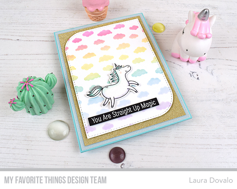 Greeting card with pastel rainbow cloud background for Day 2 of the MFT June Release Countdown.