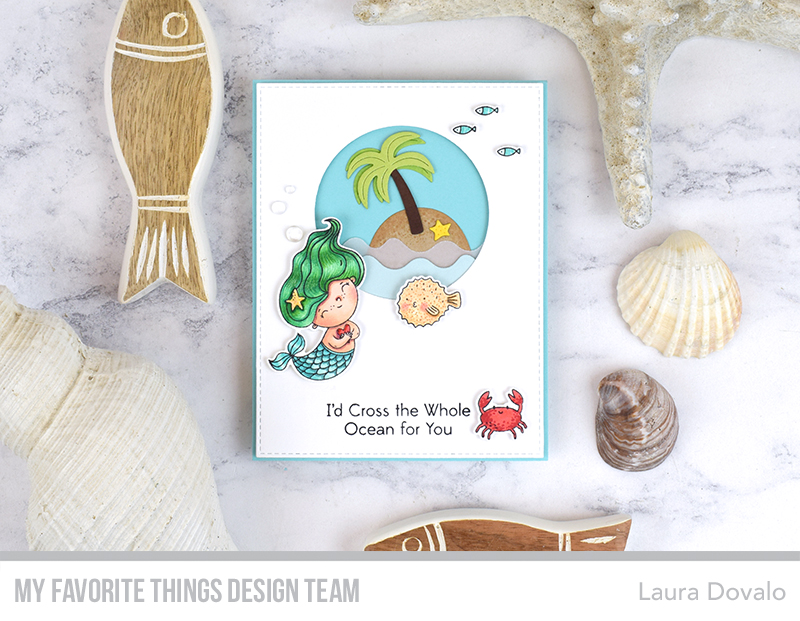 Cenital view of CAS card with sweet mermaid.
