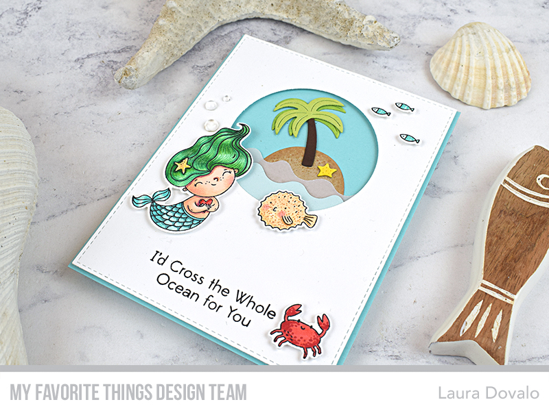 Clean and simple card with sweet mermaid created with MFT Stamps products.