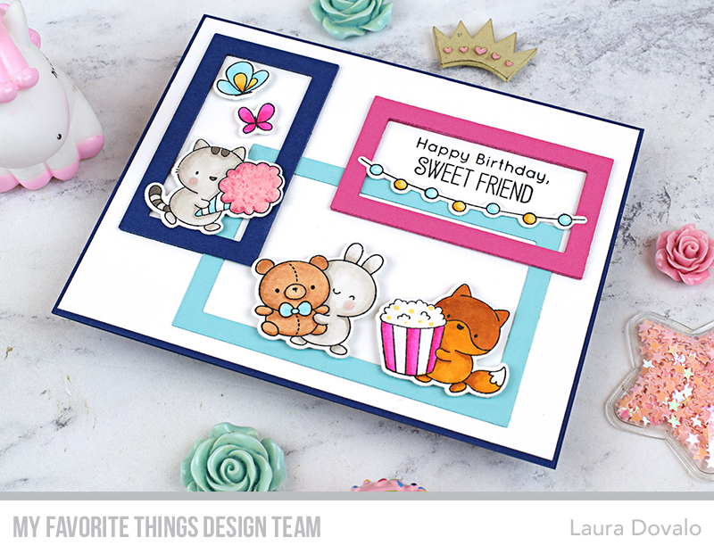 CAS greeting card with colorful carnival critters.