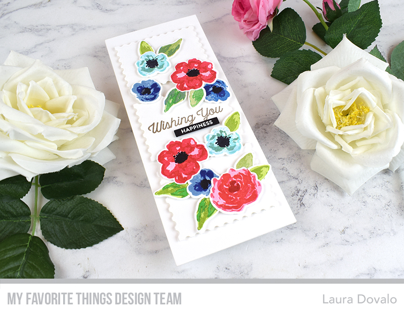 Slimline card with watercolor flowers.