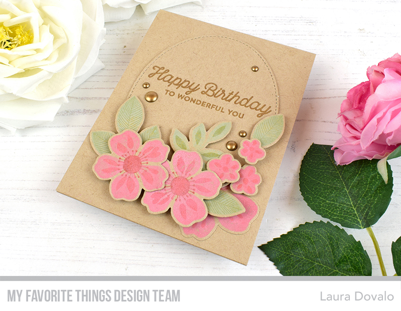 Kraft colored card with oval and flowers-