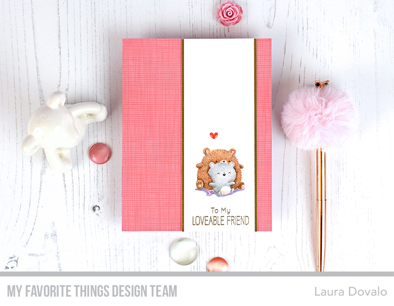 Cenital view of clean and simple card with plush toys.
