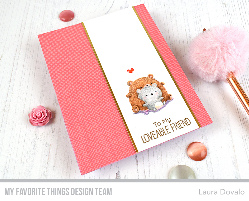 Sweet clean and simple card with adorable plush animals, created with MFT stamps.