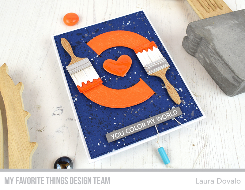 Interactive card with paintbrushes created with MFT products.