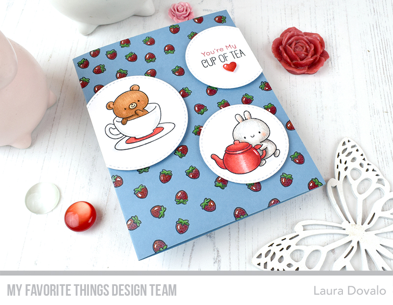 Tea themed card with strawberries.
