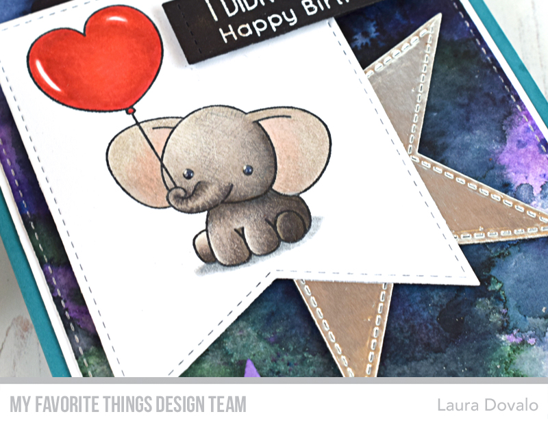 Close up of layered card with cute elephant.