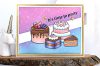 Card with birthday cakes for the second day previewing the products of the MFT February Release Countdown.