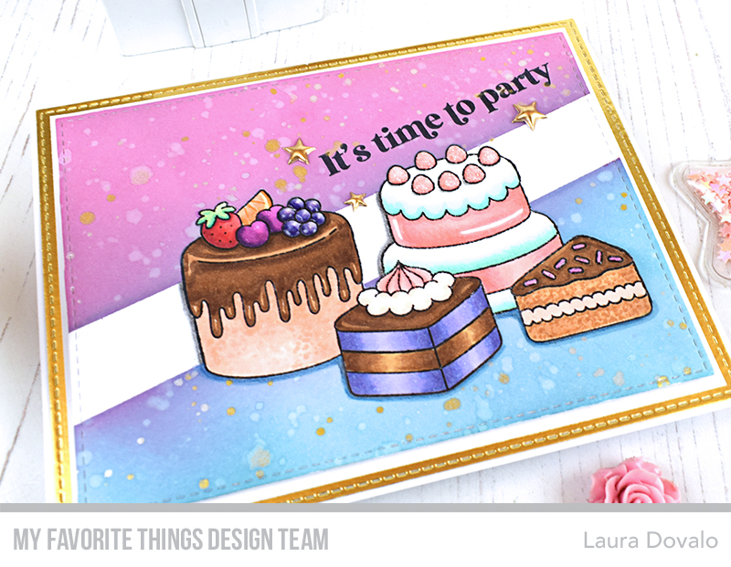 Close up of card with birthday cakes.