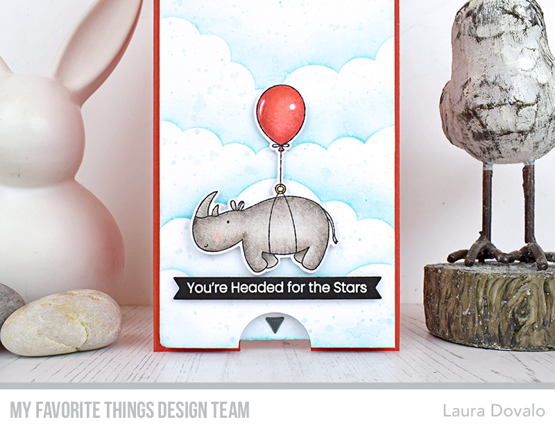 Close up of interactive card with rhino created with MFT products.
