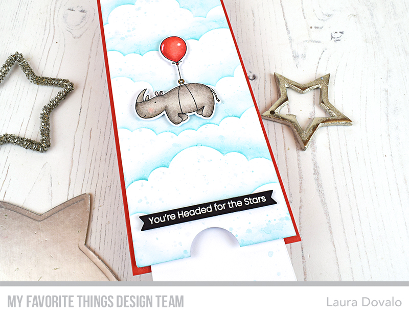 Magnetic double slider card with rhino.