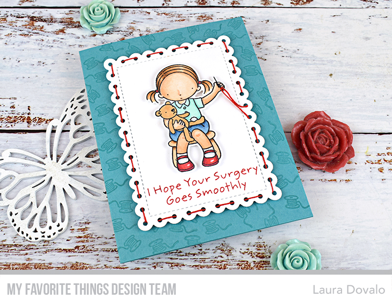 Clean and simple greeting card with stitches.