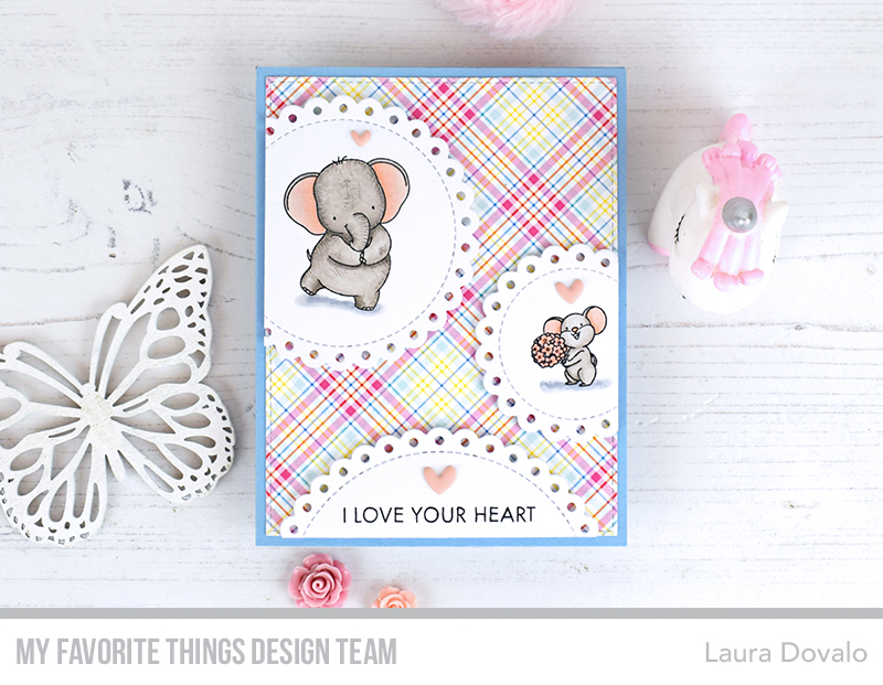Romantic greeting card with elephant and mouse.