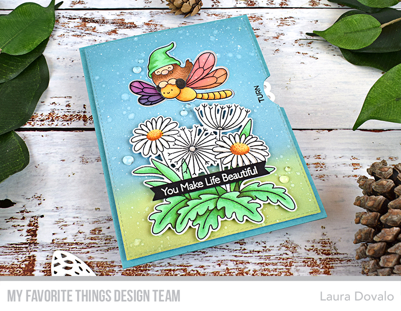 Interactive card with dragonfly.