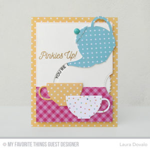 Tarjeta interactiva con una tetera y tazas.