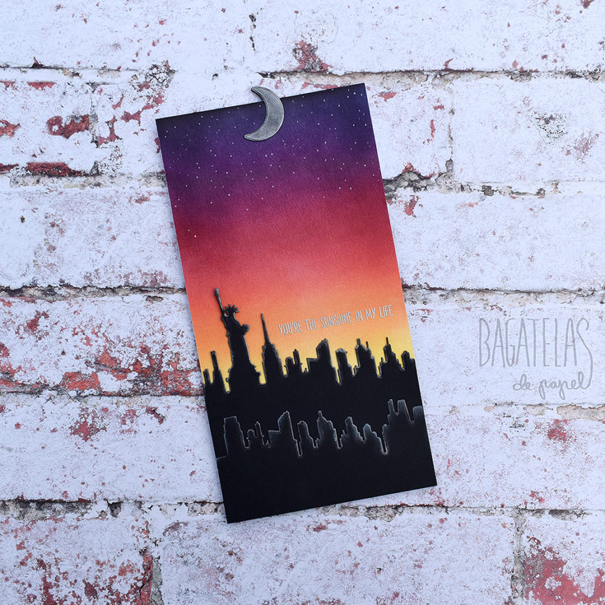 Tarjeta interactiva con cielo nocturno