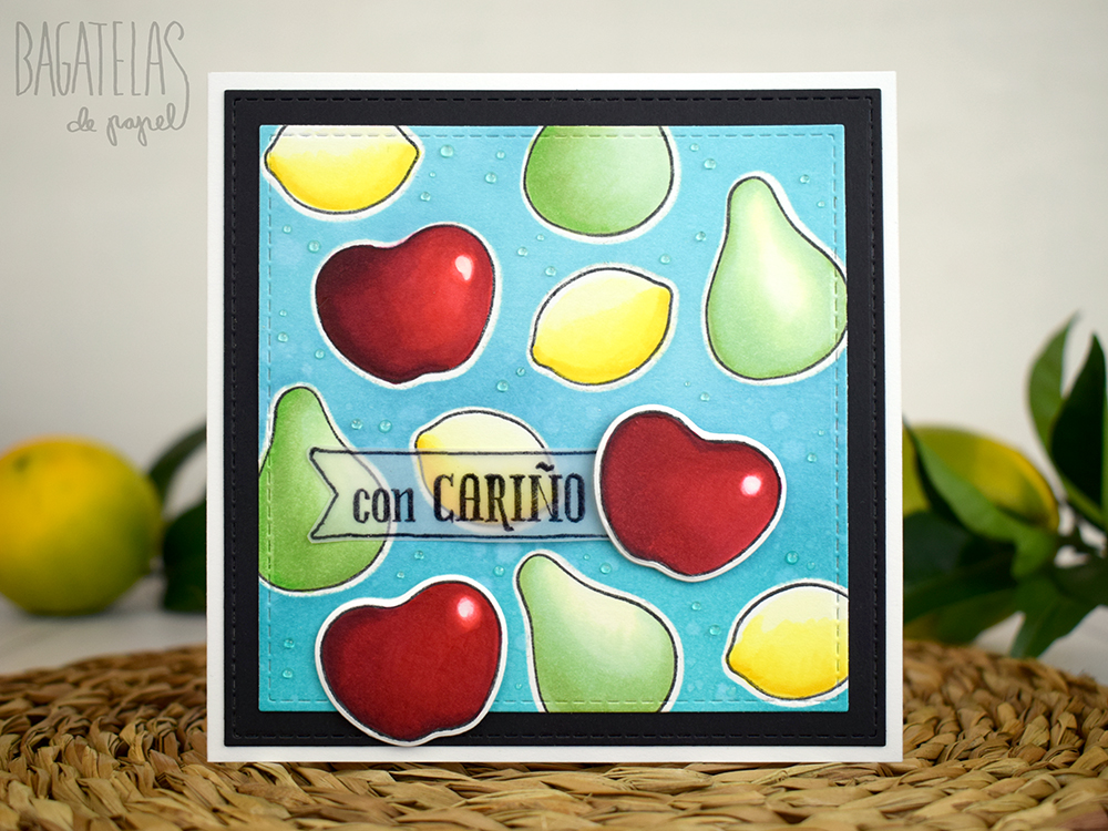 Tarjeta colorida creada con productos de La Pareja Creativa.