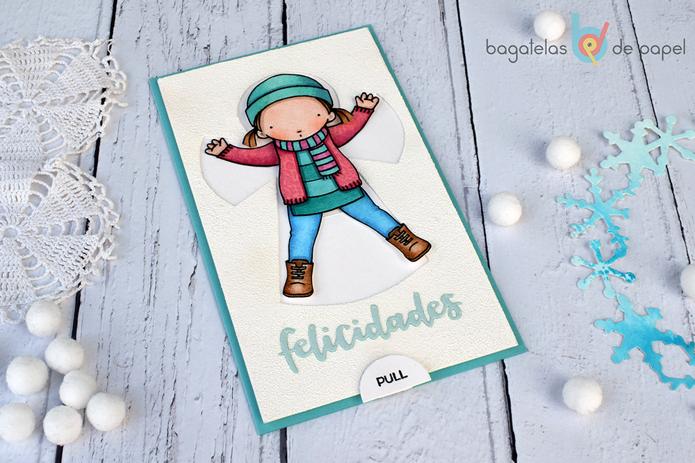 Tarjeta ángel de nieve con un sello Pure Innocence de My Favorite Things