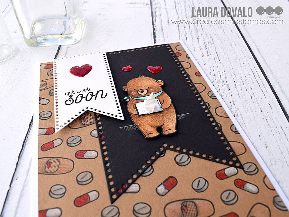 Primer plano de tarjeta con fondo DIY diseñado por Laura Dovalo para Create a Smile.