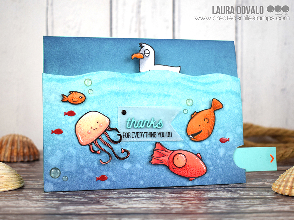 Tarjeta con mecanismo de cuatro barras para el reto de dar las gracias de Create a Smile.