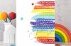 Tarjeta CAS con brochazos en los colores del arcoíris.